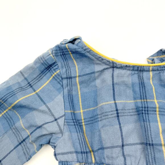 RuffleButts Blue Plaid Ruffle Romper - Picture 3 of 5